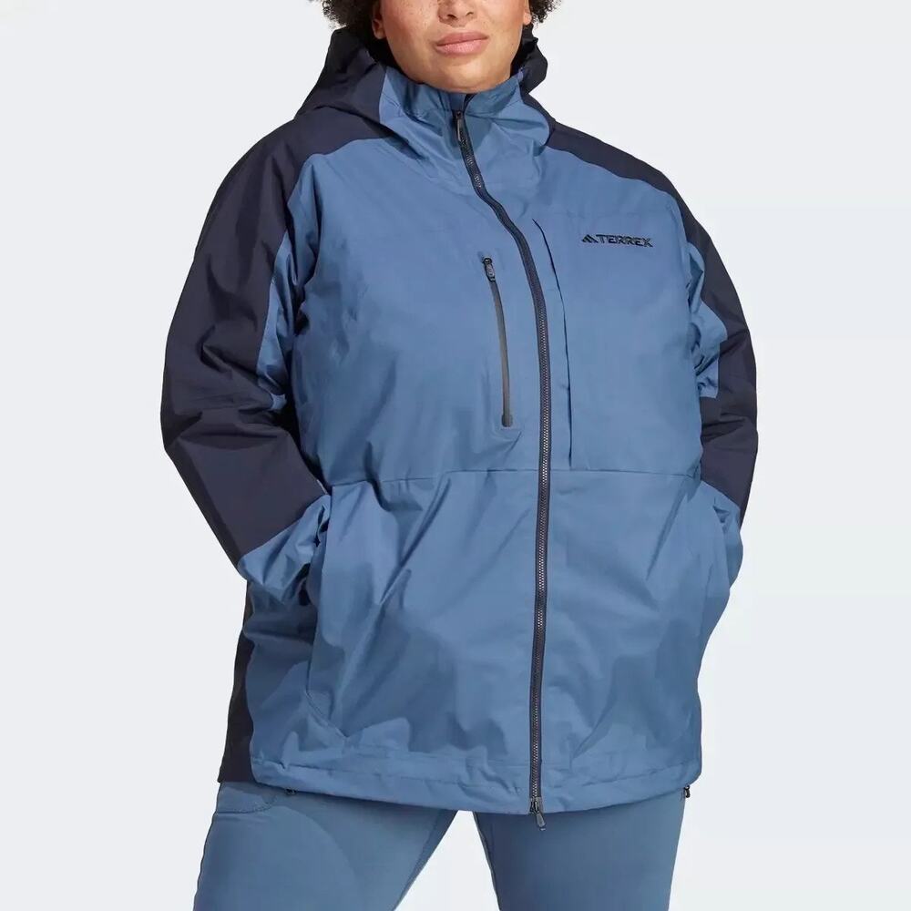 Adidas Plus Size Blue Terrex Xploric RAIN.RDY Hiking Jacket Size 1X